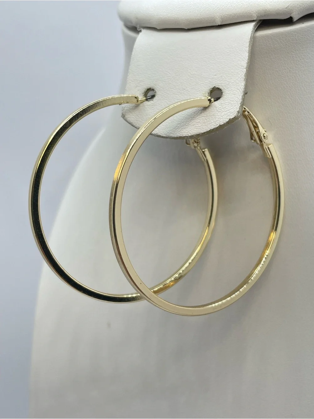Gold Tone Large Hoop Earrings Classic Minimalist Lightweight Hoops